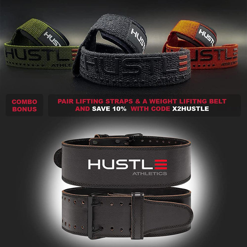 Hustle Athletics Weight Lifting Straps - 24" Soft Cotton Deadlift Straps with Silicone Grip and Wrist Straps for Weight Lifting - Prevent Grip Slip and Lift Heavier with a Solid Grip - BeesActive Australia
