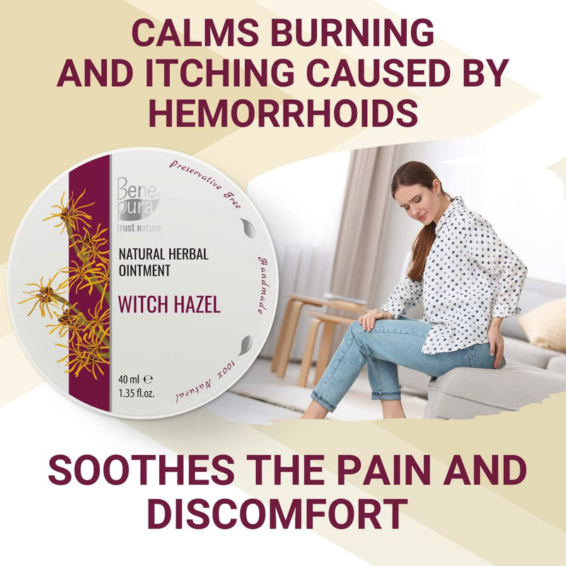 BenePura Hemorrhoids Ointment, Natural Witch Hazel Ointment, Soothes Burning, Itching and Discomfort, 40 ml - BeesActive Australia