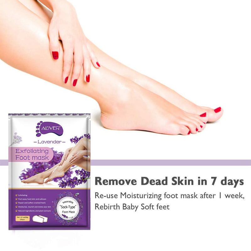 Foot Peel Mask 5 Pack, Lavender Exfoliating Foot Masks, Natural Exfoliator for Dry Dead Skin, Callus, Repair Rough Heels for Men Women - BeesActive Australia