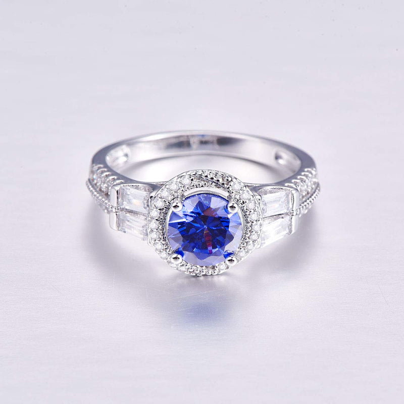 Empsoul 925 Sterling Silver Rainbow Ring Princess Cut Purple & Rainbow Topaz Anniversary Engagement Wedding Ring for Women US6 Sea Blue - BeesActive Australia