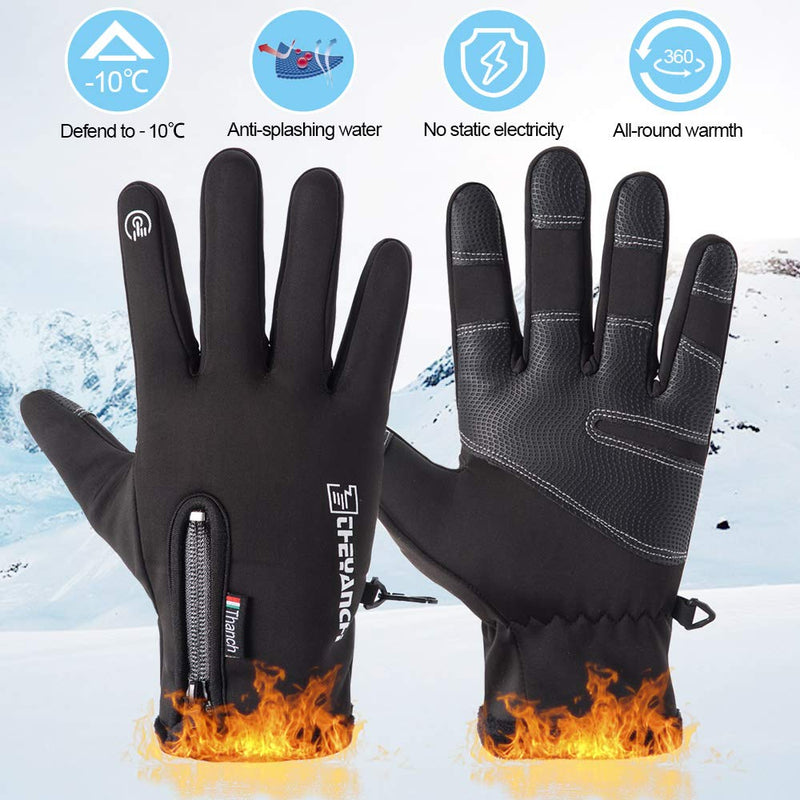 [AUSTRALIA] - GORELOX Winter Warm Gloves,Touchscreen Cold Weather Driving Gloves Windproof Anti-Slip Sports Gloves for Cycling Running Skiing Hiking Climbing,Men ＆ Women black Medium 