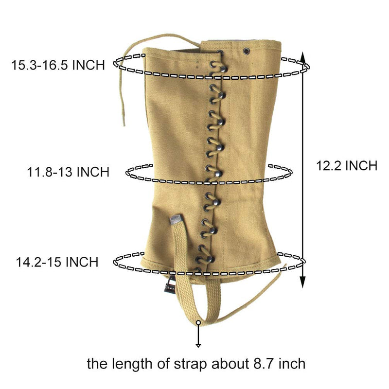 SMONT WW2 Gaiters Reproduction WWII US M1936 Leggings Army Khaki Canvas Gaiters Puttee Protection for Legs, 3R - BeesActive Australia