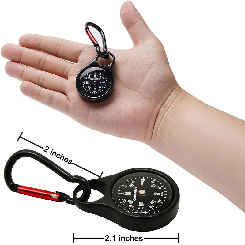 Keychain Survival Compass Portable Hiking Compass with Carabiner Mini Navigation Compass for Outdoor Travelling Camping Hunting Mountaineering Black - BeesActive Australia