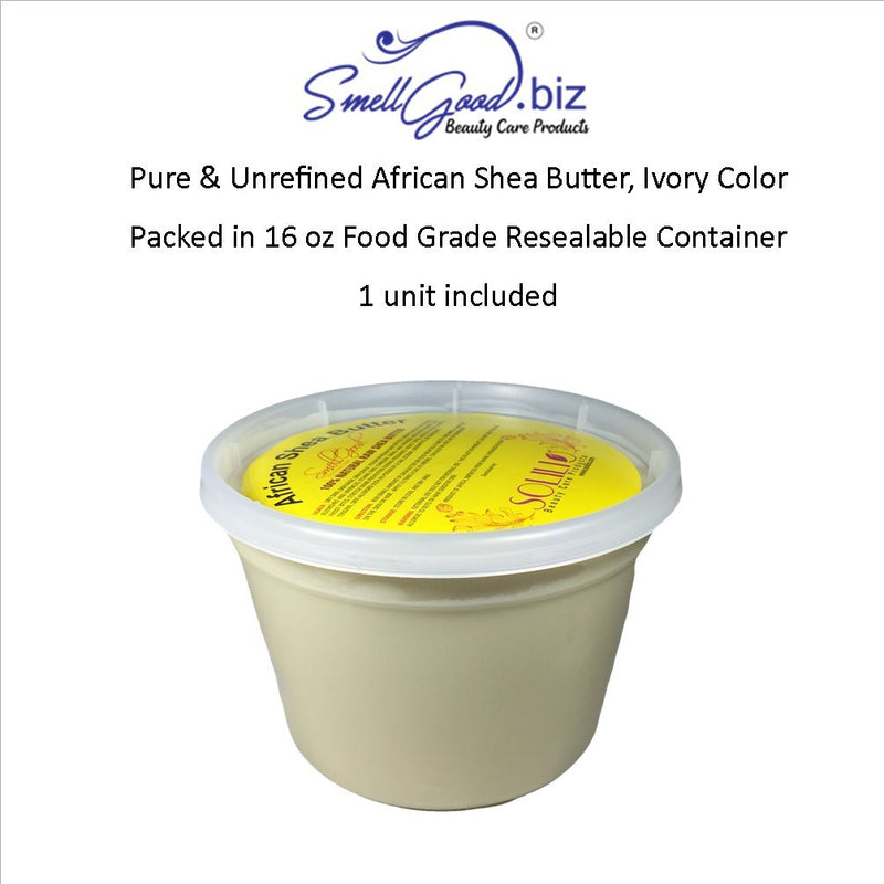 SmellGood - Pure Unrefined African Shea Butter, natural and handmade, ivory color, packed in 16 oz food grade resealable container, 1 Unit 16 Ounce (Pack of 1) - BeesActive Australia