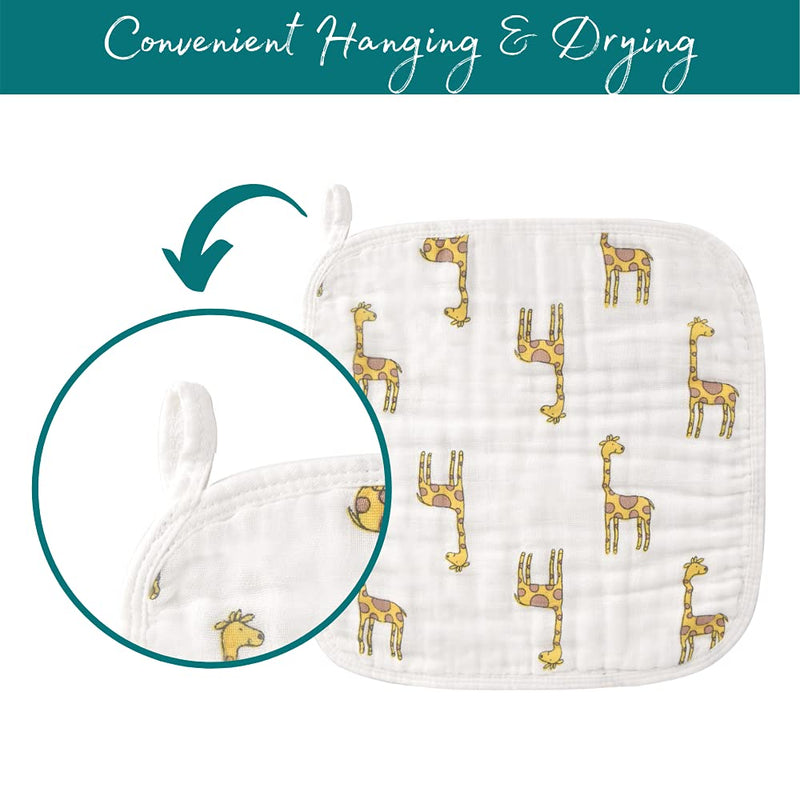 BabyBliss Premium 6-Layers Muslin Baby Washcloths (10-Pack) - Large Size Washable Newborn Towels - Reusable Infant Wipes Plus Storage and Wash Bags - BeesActive Australia