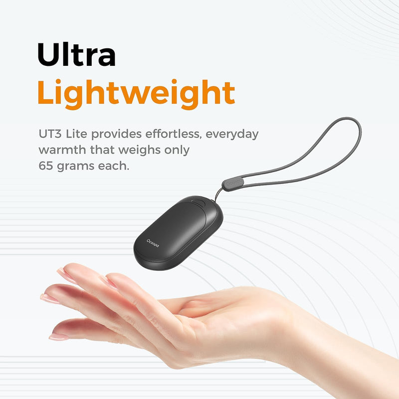 OCOOPA 2in1 Magnetic Rechargeable Hand Warmers, Electric Pocket-Sized Handwarmers, Light Sleek Stylish, UL Certified, 3 Heat Settings, Electronic Gifts for Men, Women Purse Must Haves, UT3 Lite Black - BeesActive Australia