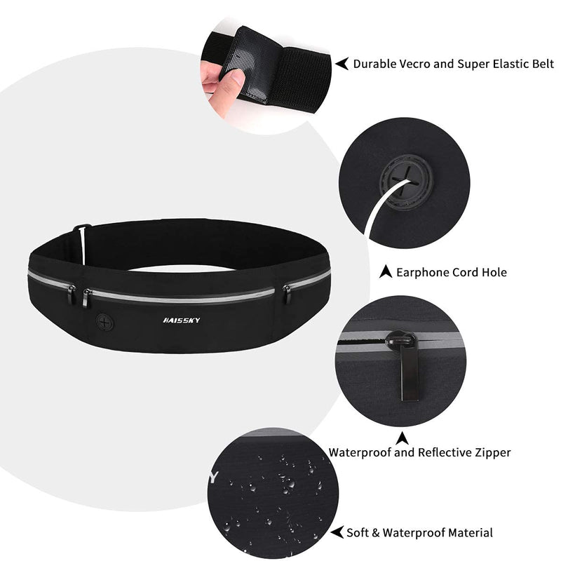 GUZACK Running Waist Pack for Men/Women - Fanny Pack for iPhone 13 Pro/12/11 Pro Max/SE 2/XS/XR/X/8 Plus Ultra Light Running Belt Phone Holder for Jogging, Walking, Cycling, Workout Black - BeesActive Australia