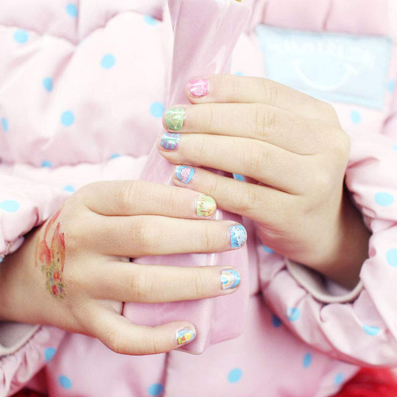 EBANKU Self Adhesive Nail Art Stickers for Kids with Nail File, 12 Sheets 3D Fruits Moon Crowns Rainbow Ice Cream Animals Lovely Nail Stickers Decals Wraps for Girls Kids Holiday Nail Art Decals - BeesActive Australia