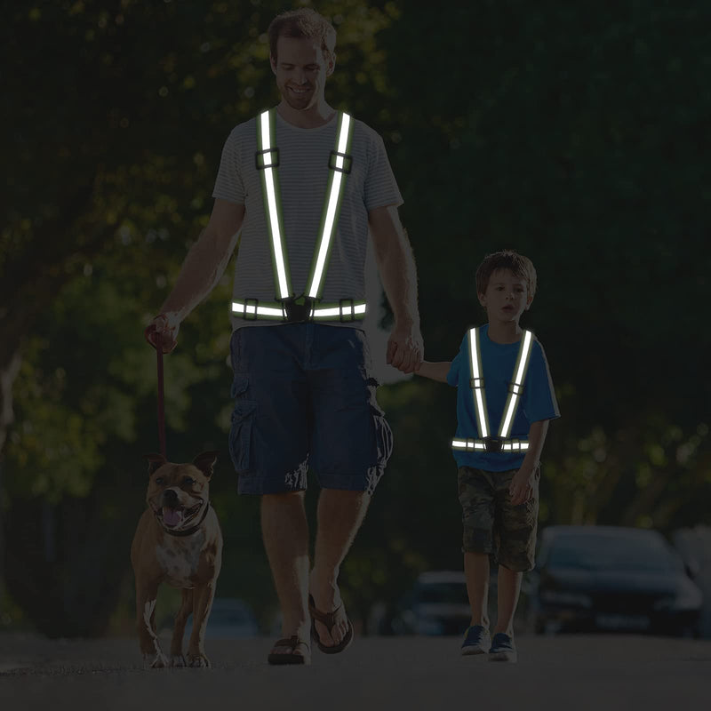 SAWNZC Running Reflective Vest Gear 2Pack, Adjustable Safety VES High Visible Reflective Belt Straps for Night Running Outdoor Cycling Motorcycle Dog Walk Jogging Fluorescent Green+pink - BeesActive Australia