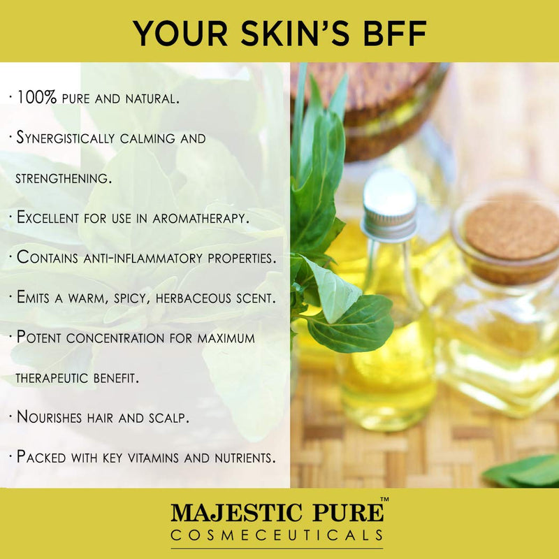 MAJESTIC PURE Basil Essential Oil, Therapeutic Grade, Pure and Natural Premium Quality Oil, 4 Fl Oz 4 Fl Oz (Pack of 1) - BeesActive Australia