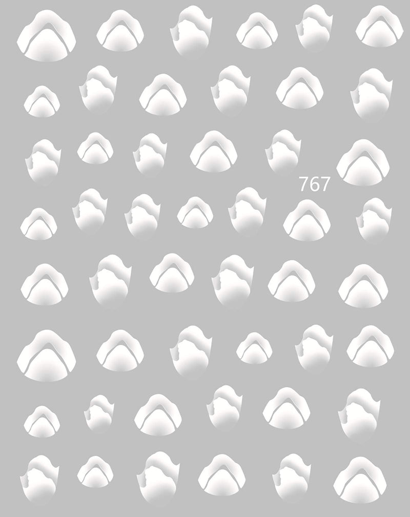 Simple Hill Pattern Nail Art Stickers Decals,3D Self-Adhesive White Shell Style Hills Nail Design for Women Girls,4 Sheets DIY Acrylic Nail Supplies,Manicure Tips Nails Decoration - BeesActive Australia