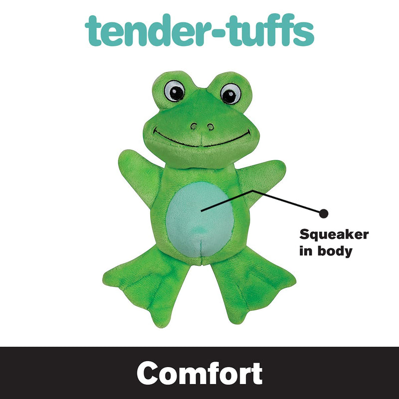 Snuggle Puppy Tender-Tuffs - Comfort Plush - Tough Dog Toy - Proprietary TearBlok Technology - Soft Green Frog with Squeaker - BeesActive Australia