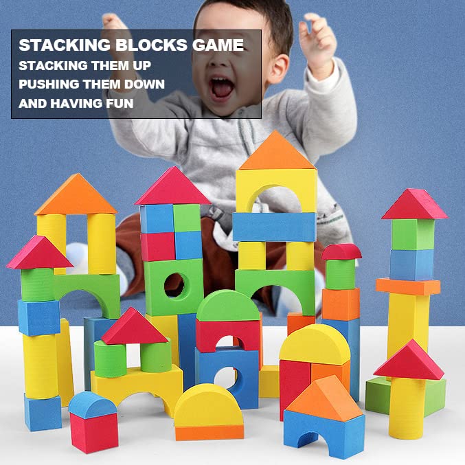 Pairez Toys Foam Building Blocks for Toddlers 1-3, 81 Pieces Soft Stacking Blocks Toy Set, Baby Bath Foam Toys, Sensory and Montosorri Toys for Boys & Girls 18+ Months B-81pcs - BeesActive Australia