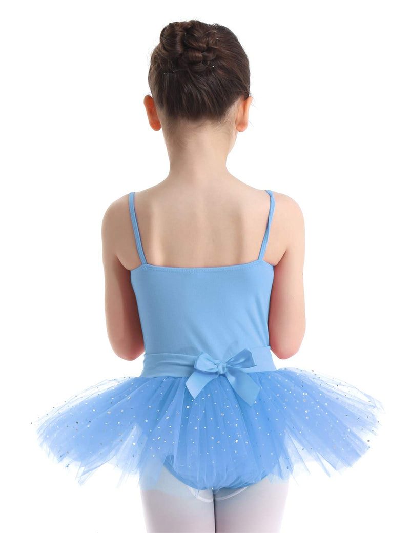 iiniim Girls Sequined Ballet Dance Tutu Dress Kids Spaghetti Straps Gymnastics Camisole Leotard 8-10 Blue - BeesActive Australia