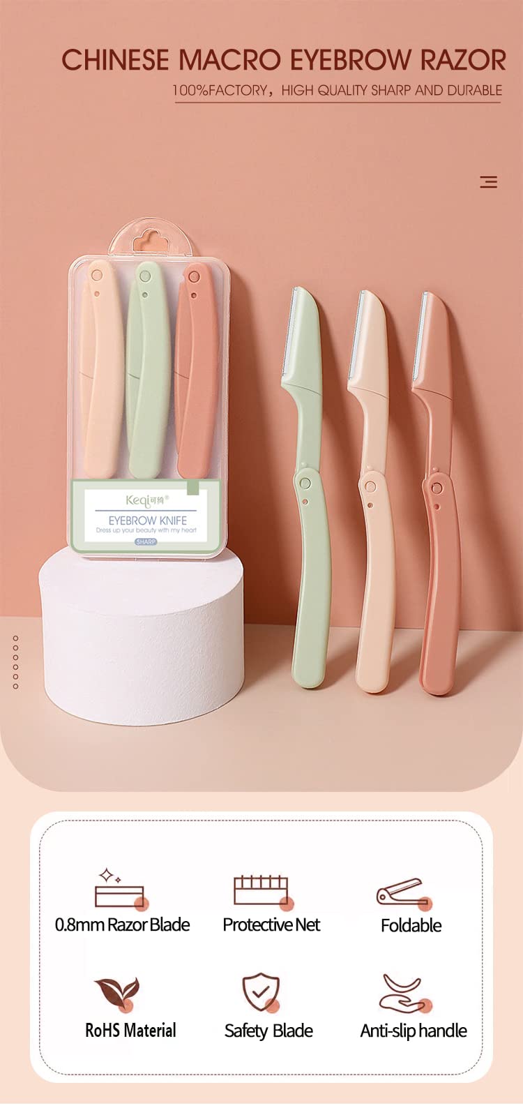 3 Pcs Eyebrow Razor Shaper, Trimmer Facial Hair Remover, Exfoliating Dermaplaning Tool for Women and Men - BeesActive Australia
