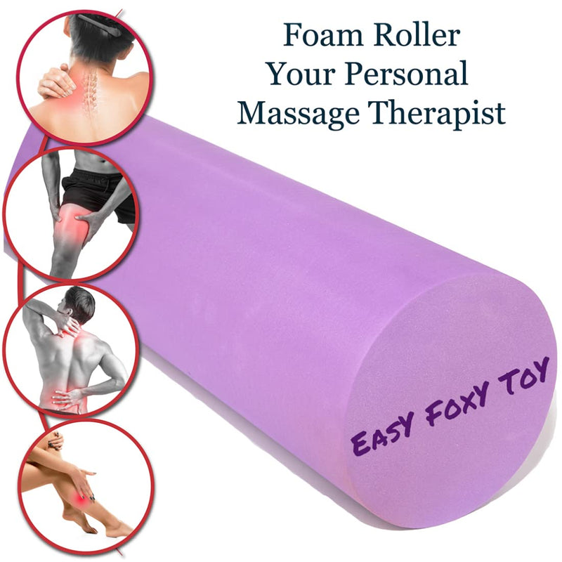 Easy FoxY ToY Small Medium Density EVA Foam Roller for Back & Leg Pain; Sore Muscle Recovery; Trigger Point Body Massage Roller Ø3.75"x18inch for Physical Therapy; Helps as Spine Cracker Stretcher - BeesActive Australia