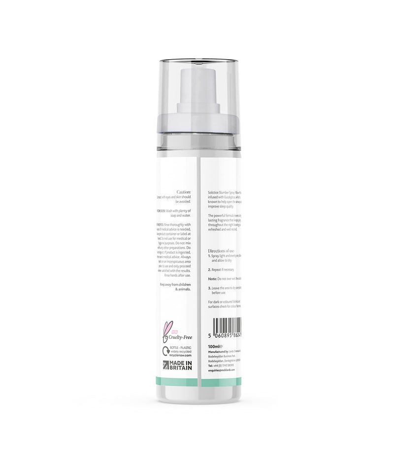 Solstice - Slumber Spray | Pillow Mist | Anti Snore Deep Sleep Aid | Eucalyptus Fragrance - 100ml, Clear Anti Snore Spray - BeesActive Australia