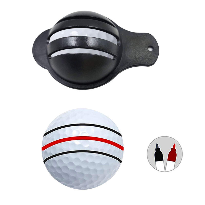 Springen Tri-Line Golf Alignment Kit, 3 Line Golf Ball Marker (2 Pack), Easy Ball Liner Drawing Alignment Putting Tool with 2 Pieces Golf Ball Marker Pen - BeesActive Australia