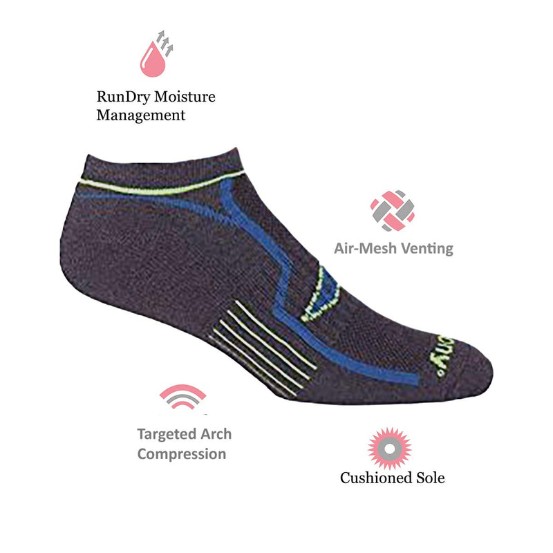 Saucony Men's Multi-pack Bolt Performance Comfort Fit No-Show Socks Shoe Size: 8-12 Grey (6 Pairs) - BeesActive Australia