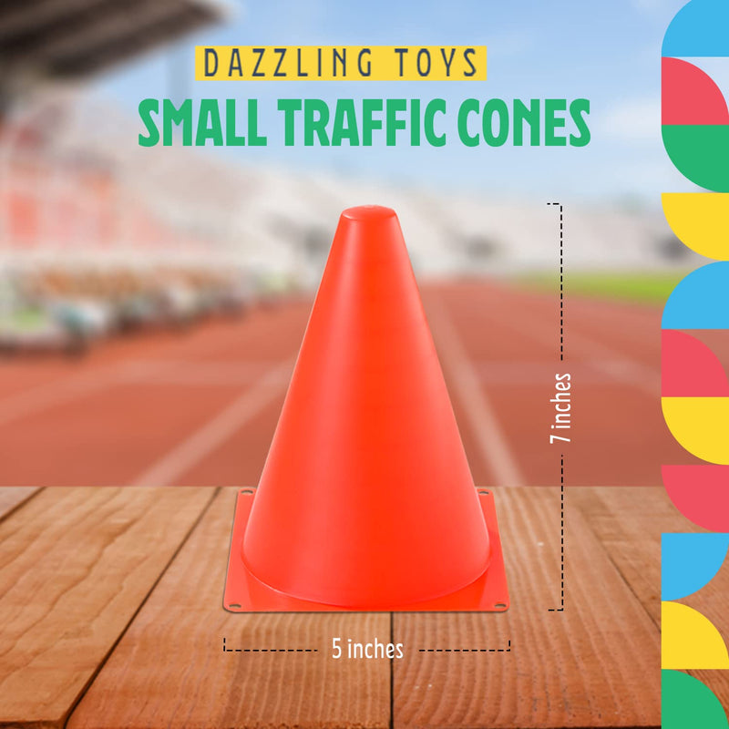 Dazzling Toys 7-inch Traffic Cones Sports Practice for Basketball, Soccer Cones for Agility Drills & Training - Cones are Great Themed Party Decorations Orange 6 Pack - BeesActive Australia