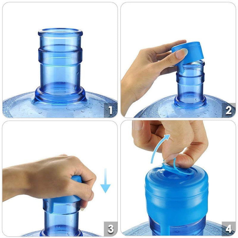 Wesdxc 20 Pieces Non Spill Caps Anti Splash Bottle Caps Reusable for 55mm 3 and 5 Gallon Water Jugs with 2 Pieces Water Bottle Handle（Random Color） - BeesActive Australia
