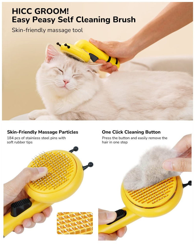 Beenefits 2022 Newest Design Self-Cleaning Slicker Brush for Dogs and Cats - The Ultimate Dog Brush for Shedding Hair, Fur, - Comb for Grooming Long Haired & Short Haired Dogs, Cats, Rabbits, & More - Deshedding Tool, Cat Brush - BeesActive Australia