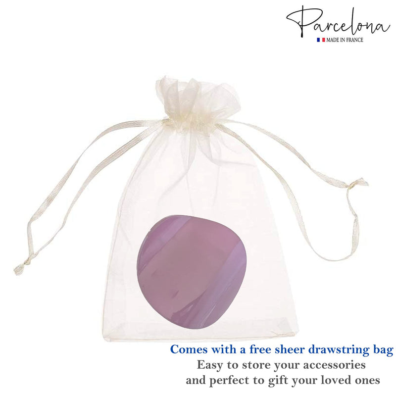 Parcelona France Onde Purple Plum Small 2 3/4" Celluloid Made in France Side Slide in Secure Grip Hair Updo Hinge Duck Hair Claw Clamp for Women and Girls - BeesActive Australia