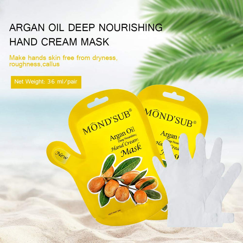 5 Pair of Argan Oil Hand Mask, Hydrating Hands Mask, Deep Conditioning Mask, Intense Repair for Those with Dry, Callus, Chap,Darkness and Pigmentation, Best Hydration Hand Treatment Masque- Men Women - BeesActive Australia