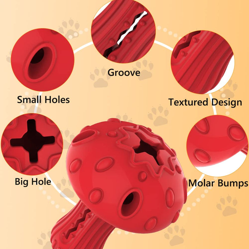 Dog Chew Toy for Large & Medium Dogs, Rubber Treat Dispensing Toy for Aggressive Chewers, Interactive Slow Feeder Tough Puzzle Toys Teeth Cleaning Red - BeesActive Australia