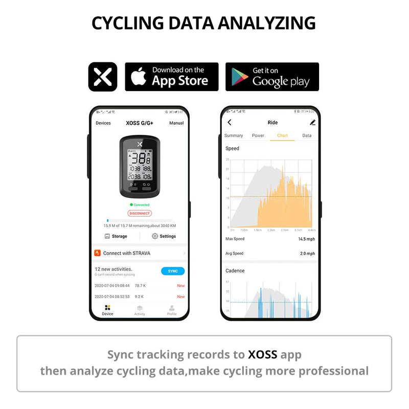 XOSS G+ GPS Bike Computer, Bluetooth ANT+ Cycling Computer, Wireless Bicycle Speedometer Odometer with LCD Display, Waterproof MTB Tracker Fits All Bikes (Support Heart Rate Monitor & Cadence Sensor) - BeesActive Australia
