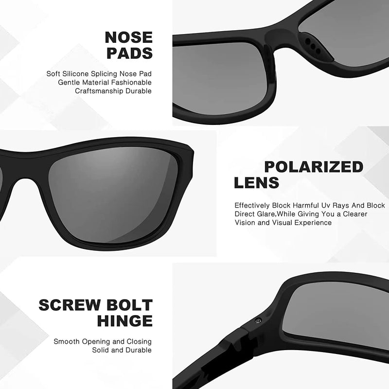 WFEANG Polarized Sports Sunglasses for Men Driving Cycling Fishing Sun Glasses UV Protection 2pack-black - BeesActive Australia