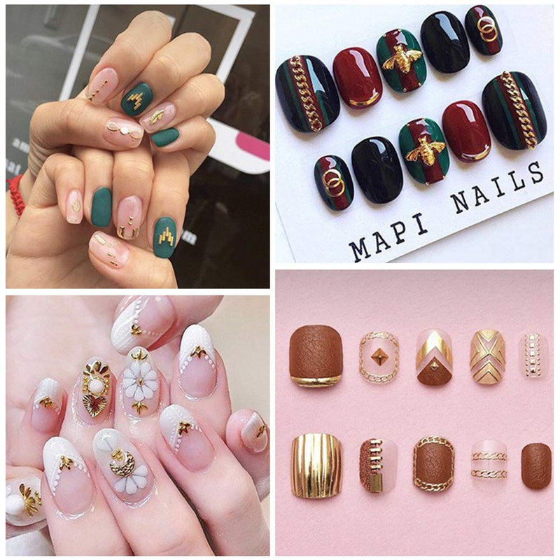3D Golden Nail Art Stickers, 3D Self-Adhesive Golden Nail Wraps,Luxury Metal Nail Decals, Star Moon Assorted Patterns Nail Art Stickers Supplies Manicure Decorations for Women Girls DIY or Nail Salon - BeesActive Australia