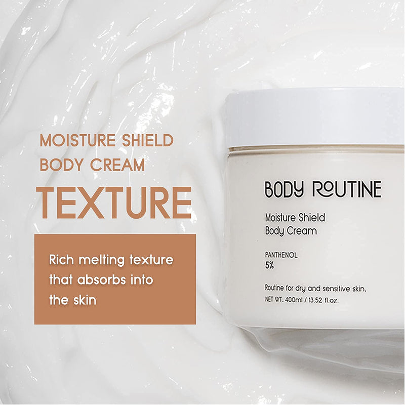 BODY ROUTINE Moisture Shield Body Cream (13.52 fl oz) Body cream Shea butter, Panthenol cream (Vitamin B5) & Hyaluronic Acid Body cream, Rejuvenating cream for sensitive skin, Paraben Free, Korean Skin Care. - BeesActive Australia