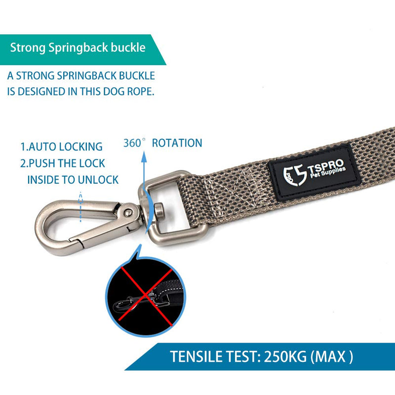 TSPRO Hands Free Dog Leash Adjustable Walking Running Dog Leash with Control Safety Padded Handle and Heavy Duty Clasp for Small Medium Large Dogs Length:180cm/70.9inches Gray - BeesActive Australia