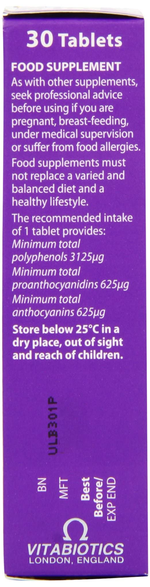 Vitabiotics Ultra Bilberry, Lutein and Zeaxanthin - 30 Tablets (Pack of 2) 30 count (Pack of 2) - BeesActive Australia