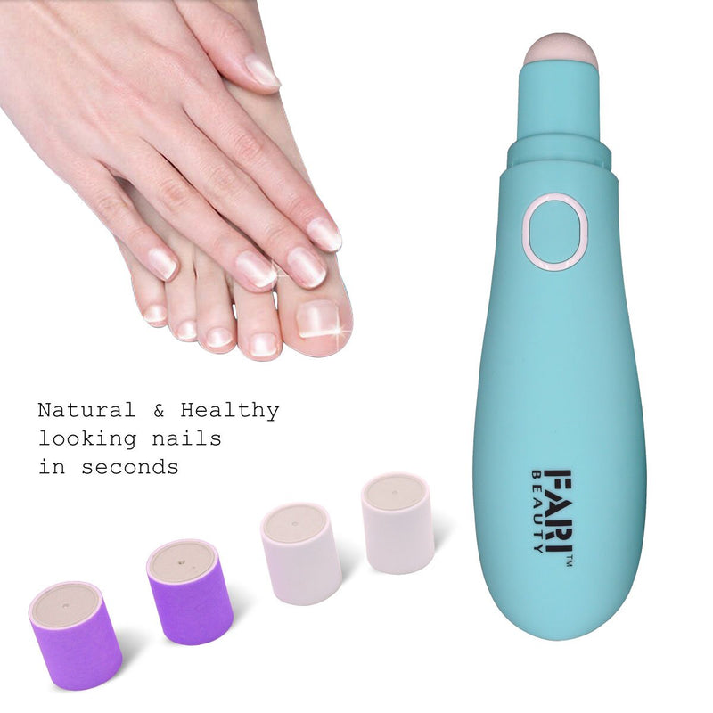 FARI 5-In-1 Electric Manicure and Pedicure Grinding Assembling Includes Callus Remover, Nail Buffer & Polisher -With Turbo-Boost Motor Reveals Natural & Healthy Nails In Seconds(Blue) Blue - BeesActive Australia