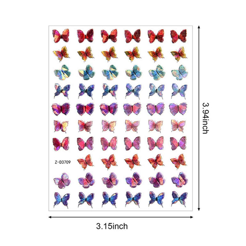 Butterfly Nail Art Stickers, Self-Adhesive Acrylic Nail Art Decals, DIY Laser Bronzing Nail Art Stickers Foil Paper Printing For Acrylic Nails Art Design Decor Manicure Tips Accessories (12 Sheets) - BeesActive Australia