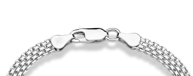 Miabella 925 Sterling Silver Italian 6mm Solid Bismark Mesh Link Chain Bracelet for Women, Made in Italy Length 7 Inches (women's average length) - BeesActive Australia