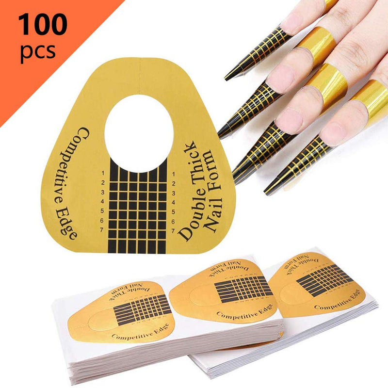 Vcedas 120PCS Nail Dual Forms Stiletto Shape Nail Molds Kits,100PCS Nail Art Extension Guide Form Tool,Poly Nail Gel Quick Building Nail Tips Clip,Poly Extension Nail Gel Brush,Nail File for DIY Nails Stiletto Sharp Nail Form Molds set - BeesActive Australia