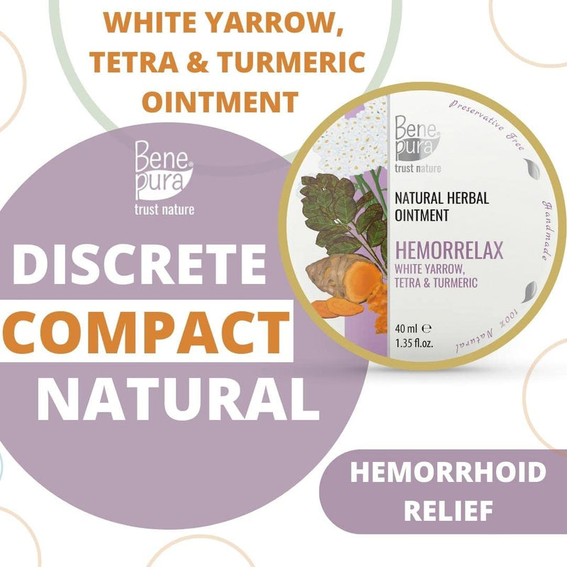 BenePura Hemorrhoids Ointment, Natural White Yarrow, Tetra and Turmeric Ointment, Soothes Burning, Itching and Discomfort, 40 ml - BeesActive Australia