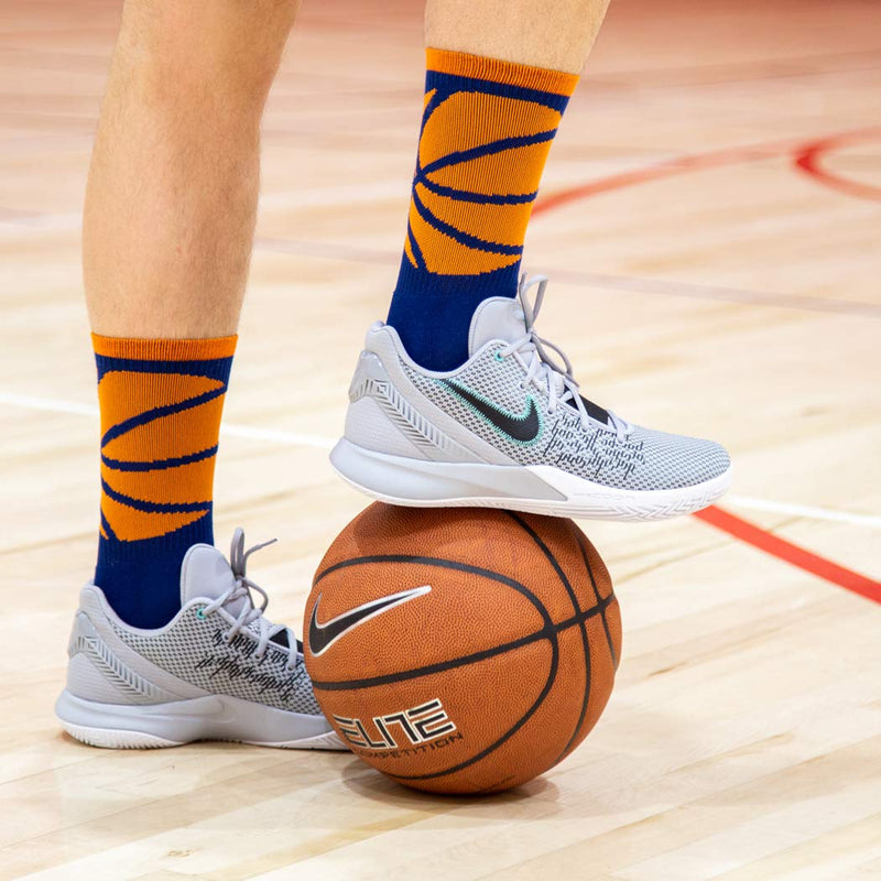Basketball Sock by ChalkTalk SPORTS | Athletic Mid Calf Woven Socks | Basketball Wrap | Multiple Colors Navy/Neon Orange - BeesActive Australia