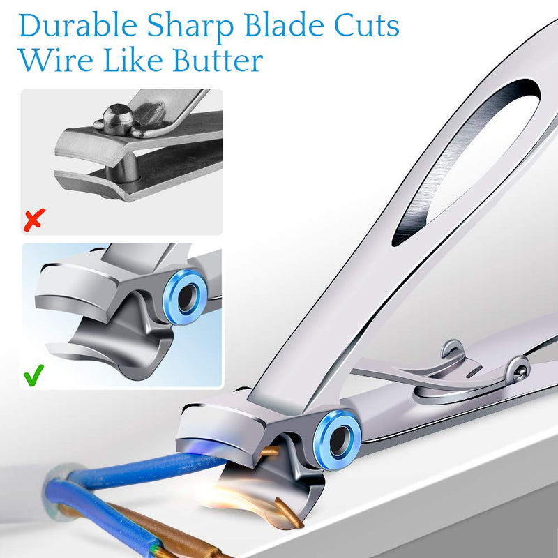 Nail Clippers For Thick Nails - PrettyDiva Wide Jaw Opening Oversized Nail Clippers, Stainless Steel Heavy Duty Toenail Clippers For Thick Nails, Extra Large Toenail Clippers for Men Seniors Elderly Silver - BeesActive Australia