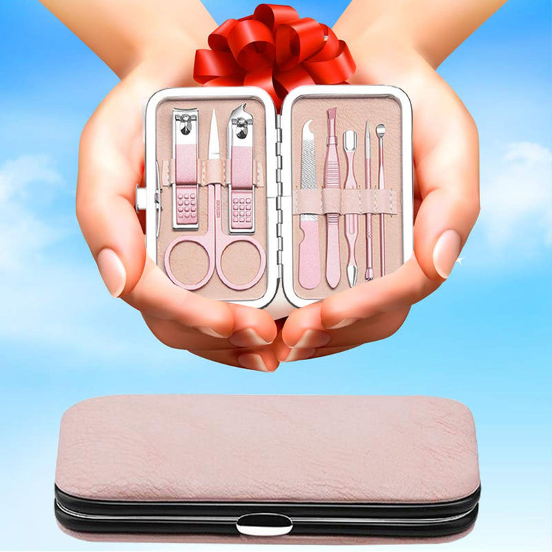 Manicure Set, Manicure Kits For Women And Men,Toenail Clippers Set Professional Grooming Kit Nail Clippers Set of Travel Luxury 8 In 1 With Grooming Travel Leather (Rose Glod) - BeesActive Australia