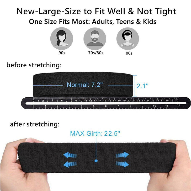 Amyzor Athletic Moisture Wicking Sweatband Headband Wristband for Men Women Sports Headband (Black) - BeesActive Australia