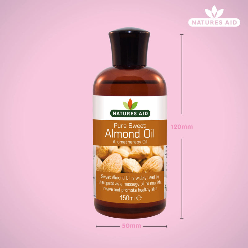 Natures Aid Almond Oil, Pure, Sweet Almond Oil, Massage Oil, Suited to Dry, Sensitive Skin, 150 ml (Pack of 1) - BeesActive Australia