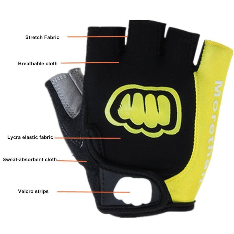 [AUSTRALIA] - WMOSS Gel Pad Gloves Fingerless Cycling Gloves Gym Gloves for Mens Womens Weightlifting Fitness Crossfit Workout Climbing Biking Fishing Hunting Driving, Half-Finger Yellow Medium 