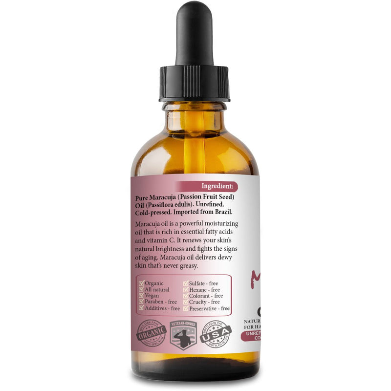 NEW Maracuja Oil (Passion Fruit). 4oz. Cold-pressed. Unrefined. Organic. 100% Pure. Non-GMO. Hexane-free. Fights Wrinkles. Softens Hair. Natural Moisturizer. For Hair, Skin, Beard, Stretch Marks. - BeesActive Australia