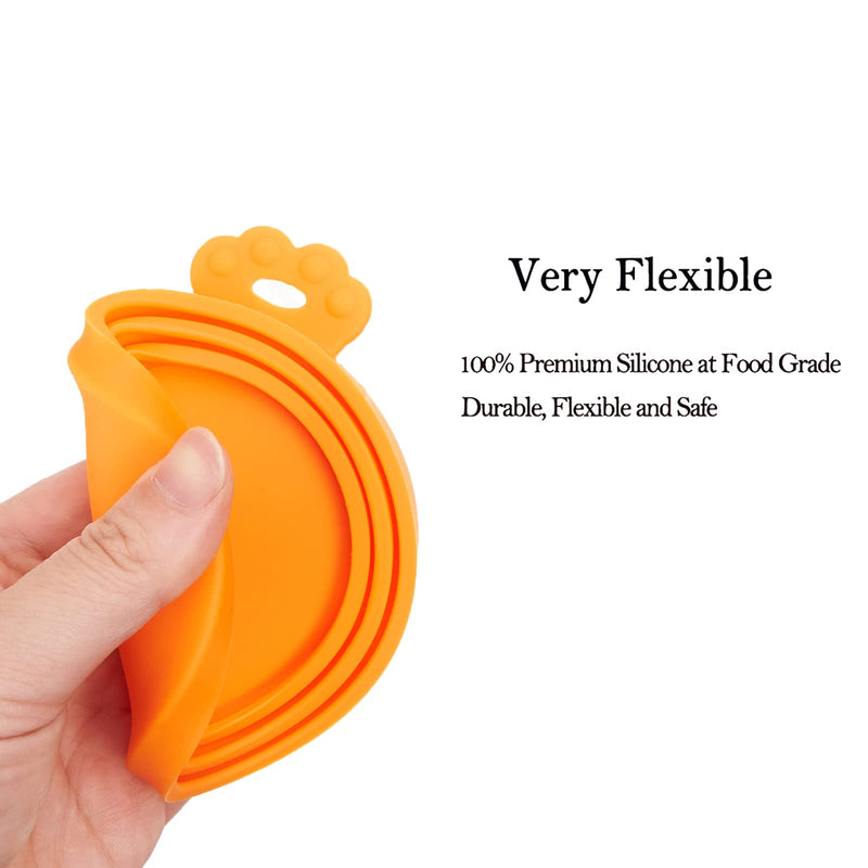 PetBonus Silicone Pet Can Lids, Dog Cat Food Can Covers, Universal Size Can Tops, 1 fit 3 Standard Size Food Cans, BPA Free Dishwasher Safe Green+ Orange - BeesActive Australia
