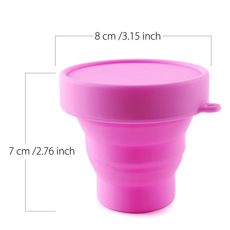 LUCKY CLOVER Collapsible Silicone Cup Foldable Sterilizing Cup for Menstrual Cups and Storing Your Diva Cup - Foldable for Travel Pink - BeesActive Australia