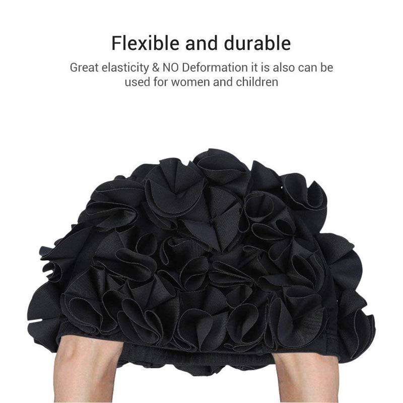 Womens Swim Hat, Floral Swim Hat for Womens, Vintage Style, Swimming/Bathing, Pretty Retro Swim Hat(Black) - BeesActive Australia